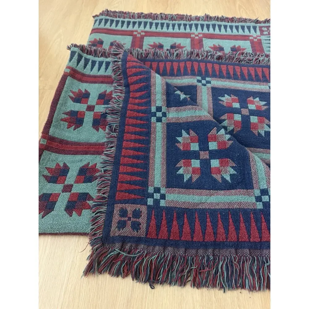 Vintage Southwestern Set Of Two Native American Style Blankets Throw